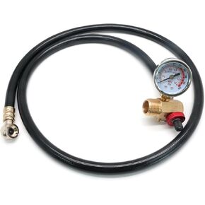 3pcs Air Tank Repair Valve Kit with Safety Valve, 0-200 PSI Pressure Gauge,4 Feet Air Tank Hose and Thread Seal Tape for Portable Gas Tank, Set of 1