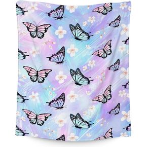Child's Butterfly Blanket - Soft Cozy Butterfly Blankets for Girls - 40" x 50" Inches Crib Size Blankets for Sofa - Pretty Black Throw Blanket for Girls
