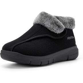 FitVille Diabetic Shoes for Women Wide Width, Warm Adjustable Boots Swollen Feet Shoes for Elderly Foot Pain Relief Plantar Fasciitis Neuropathy
