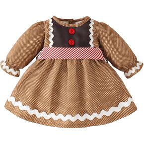 Toddler Girl Christmas Outfits Dot Long Sleeve Round Neck Button Dress with Candy Cane Waist Band Set Clothes