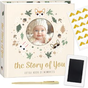 4 pcs “Baby Memory Book, Baby Photo Albums, With Ink Pad for Hand and Foot Prints, Baby Scrapbook Album, Hardcover, Neutral Colors , Baby Photo Book"