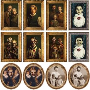 Halloween Decorations Indoor Scary Wall Decor, 12Pack 3D Changing Face Moving Picture Frames Portrait, Gothic Horror Castle Haunted House Mansion Decor Decoration Party Supplies