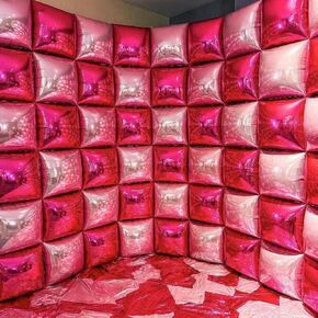 【50pcs】 Hot Pink Party Decorations Square Foil Balloons Wall Wedding Balloons Backdrop Double Sided Mylar Balloon Tunnel Arch Garland Kit for Anniversary Bachelorette Birthday Engagement Bridal