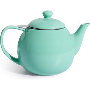 Sweese Teapots for Tea, 27 oz Porcelain Tea pot with Removable Stainless Steel Infuser, Tea Pots for Loose Tea - White