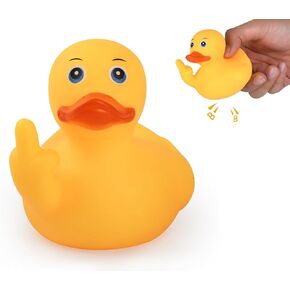 DS. DISTINCTIVE STYLE Large Middle Finger Rubber Duck Yellow Rubber Duck 3.07 Inch Funny Car Ornaments Duck for Car Dashboard Decoration, Computer Monitor Decor