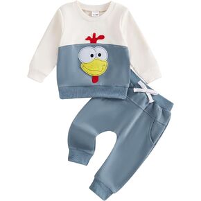 Toddler Baby Boy Girl Thanksgiving Outfit Turkey Long Sleeve Funny Sweatshirt Pants Infant Fall Winter Clothes