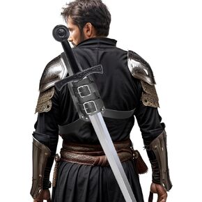 Medieval Sword Sheath Faux Leather Double Back Sword Frog, Adjustable Sword Holster, Middle Ages Pirate Viking Costume Renaissance Accessories