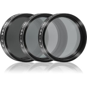 Alstar 1.25" Moon Telescope Eyepiece Color Filter ND96-0.9 ND96-0.6 ND96-0.3 Kit - 13 Percent Transmission for Telescope Eyepiece Reduce Moon Surfaces Overall Brightness