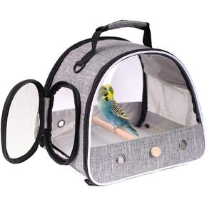 Small Bird Carrier, Portable Bird Travel Carrier for Parakeet, Parrot, Cockatiel, Guinea Pig, Bearded Dragon Reptile Carrier for Hiking Vet Visit Bicycle Ride (Blue, Carrier)