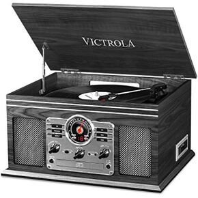 Victrola Nostalgic 6-in-1 Bluetooth Record Player & Multimedia Center with Built-in Speakers - 3-Speed Turntable, CD & Cassette Player, FM Radio | Wireless Music Streaming | Natural
