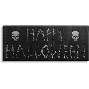 Stupell Industries Happy Halloween Skeleton Letters Canvas Wall Art, Design by Lil' Rue