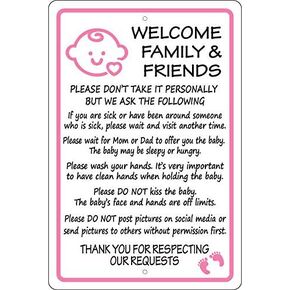 SIGNCHAT Rules for Visiting New Baby Alum Sign New Parents, Nursery, Visitors Street Sign Road Sign Metal Sign 8X12 inches
