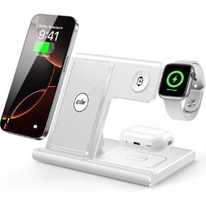 EXW [2024] Upgraded Wireless Charger,3 in 1 Charging Station for Apple Devices,Wireless Charger Stand for iPhone 16 15 14 13 12 11 Pro Max XR XS 8,Apple Watch and AirPods(18W Adapter Not Included)