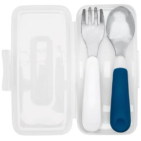 OXO Tot On-The-Go Fork and Spoon Set - Blossom
