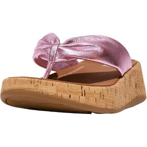 FitFlop Women's F-Mode Leather-Twist Flatform Toe-Thongs (Cork) Wedge Sandal