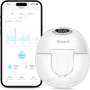 Sense-U Hands Free Breast Pump, Portable Wearable Breastfeeding Pump, 300mmHg Strong Suction, Wireless Electric Breast Pumps Discreet, 4 Modes & 9 Levels, 19/21/24mm Double Sealed Flange, 2 Pack