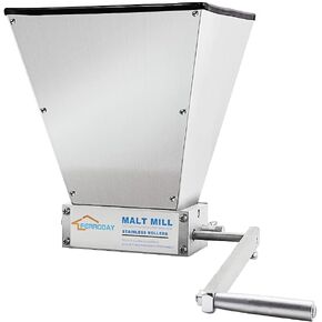 FERRODAY Malted Grain Mill Malt 2 Roller Stainless Steel Malt Crusher Heavy Duty Malt Mill Homebrew Grain Crusher Adjustable Barley Grinder Low Speed Drill Available Manual Malt Mill Malted Grain Mill
