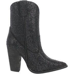Dingo Womens Neon Moon Rhinestone Pointed Toe Casual Boots Ankle High Heel 3" & Up - Pink