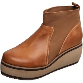 Antelope Women's Fallon Leather Boots, Ankle-High Booties, Slip-On Design, Cushioned Low Platform, Wedge Heel Comfort