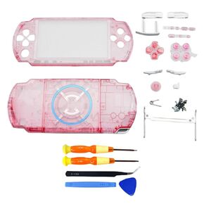 Hzxkqmil Replacement Full Housing Shell Cover Faceplate Case with Buttons Screws Set for Sony PSP 3000 Console (Transparent Green)