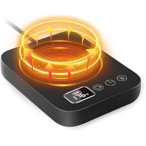 Mug Warmer, ANBANGLIN Coffee Warmer for Desk with Gravity Sensor, Coffee Mug Warmer with 2/4/6/8/10/12H Auto Shut Off, Coffee Cup Warmer with 3 Temp Settings, LED Display, A Cup Lid Included