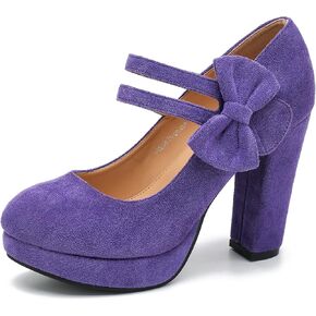 MAIERNISI JESSI Women's Bow Heel Pumps Platform High Heeled Wedding Dress Shoes