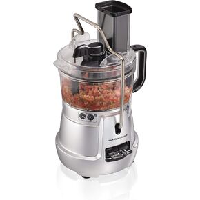 Hamilton Beach Stack & Snap 8-Cup Food Processor & Vegetable Chopper with Adjustable Slicing Blade, Built-in Bowl Scraper & Storage Case, Silver (70820)