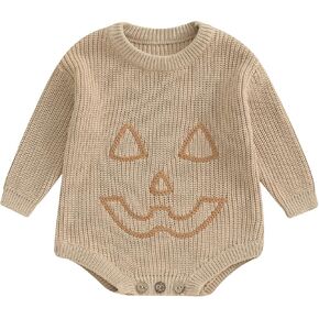 Newborn Baby Girls Boys Sweater Rompers Halloween Clothes Long Sleeve Cute Toddler Fall Winter Bodysuits
