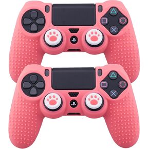 غلاف من السيليكون لوحدة تحكم PS4 × 2 (مرجاني) مع مقابض إبهام حصرية × 4 in Kuwait