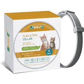 Flea and Tick Collar for Cats &Kitten, Natural Essential Oil Flea and Tick Prevention for Cats, 15 Inch, 8 Month Protection, 2 Pack