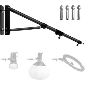 Wall Mount Triangle Boom Arm 53.1in/135cm Support 170°Flexible Rotation for Photography，Ring Light，Softbox，Umbrella, Reflector
