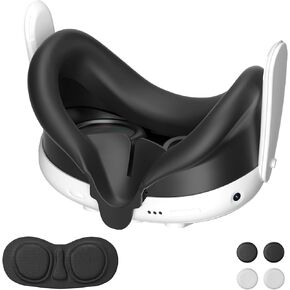Silicone Face Pad kit for Original Meta/Oculus Quest 3 - Comfortable,Light Blocking Cushion Mask Compatible with Oculus Quest 3. Includes Meta Quest 3 Lens Cover and Controller Joystick Caps.