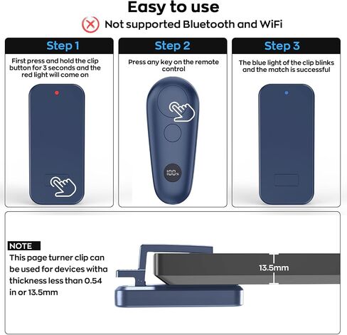 جهاز التحكم عن بعد لقراءة الصفحات لقارئ الكتب الإلكترونية Kindle Paperwhite Oasis Scribe، أداة النقر على الصفحة لأجهزة iPad اللوحية التي تقرأ الروايات، مشغلات تسجيل الفيديو عن بعد لكاميرا الهاتف، أزرق in Saudi Arabia