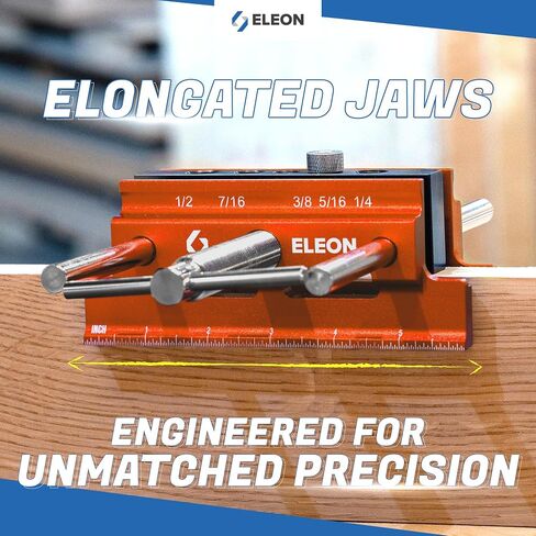 Eleon - Self Centering Dowel Jig with Elongated Jaws and Extra Wide Clamp - Precision Woodworking Made Effortless - Lasting Craftsmanship - Durable Aluminum Alloy Dowel Drill Guide - Orange in Saudi Arabia