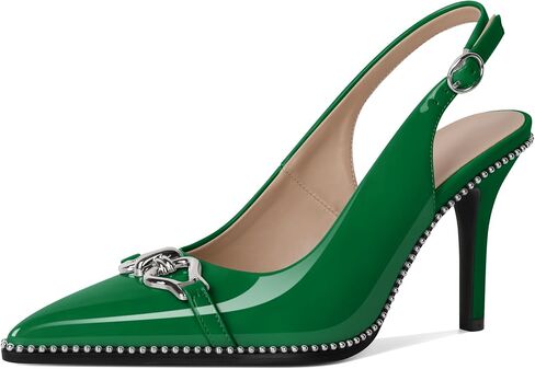 حذاء نسائي بكعب Slingback بمقدمة مدببة وكعب عالي وكعب مطرز مقاس 3.4 بوصة حذاء بكعب عالي in Saudi Arabia