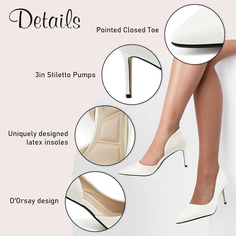 JENN ARDOR Women's Pumps High Heels Pointed Closed Toe Stiletto D'Orsay 3 in Comfortable Soft Wedding Bride Guest Party Dress Classic Elegant Pumps Casual Work Shoes in Saudi Arabia