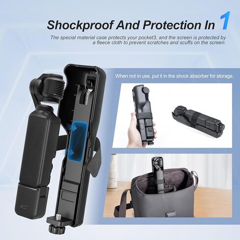 جيب 3 مثبت محمول، STARTRC Mini Z-Axis مضاد للاهتزاز مقبض حامل حافظة واقية للتخزين لـ DJI Osmo Pocket 3 Creator Combo Accessories للكاميرا Vlog Live Shooting Video in Kuwait