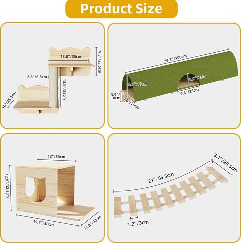 DWVO Cat Wall Shelves and Perches for Wall, Wooden Wall Mounted Cat Furniture, Set of 9 Cat Climbing Shelves with 1 Cat Wall House, 4 Wall Steps, 2 Bridge Ladder, 1 Cat Scratching Post and 1 Cat Bed in Saudi Arabia