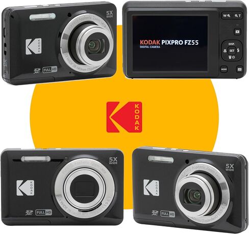 KODAK PIXPRO FZ55 16MP Digital Point & Shoot Camera, 5X Optical Zoom, 28mm Wide Angle, 1080P Full HD Video, Bundle with 32GB SD Card, Protective Case, and Hi-Speed Card Reader (Blue) in Saudi Arabia