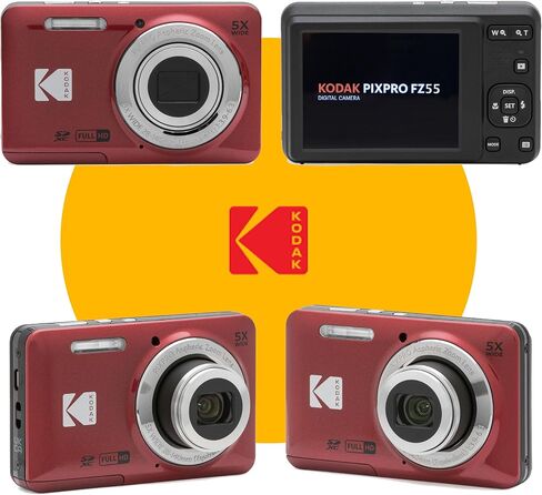 KODAK PIXPRO FZ55 16MP Digital Point & Shoot Camera, 5X Optical Zoom, 28mm Wide Angle, 1080P Full HD Video, Bundle with 32GB SD Card, Protective Case, and Hi-Speed Card Reader (Blue) in Saudi Arabia