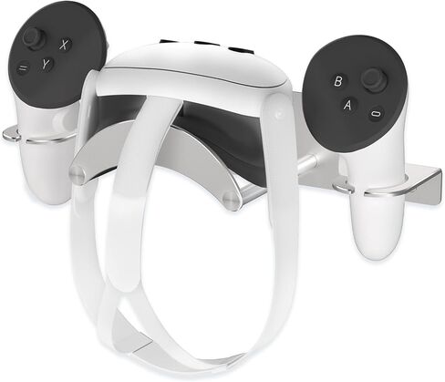VR Wall Mount Aluminum Alloy,VR Headset Wall Mount Storage Stand Hook Compatible with Meta Quest 3/Quest Pro/Quest 2,Quest 3 Stand with 2 Storage Way,Desk Space Saving(Silver) in Kuwait