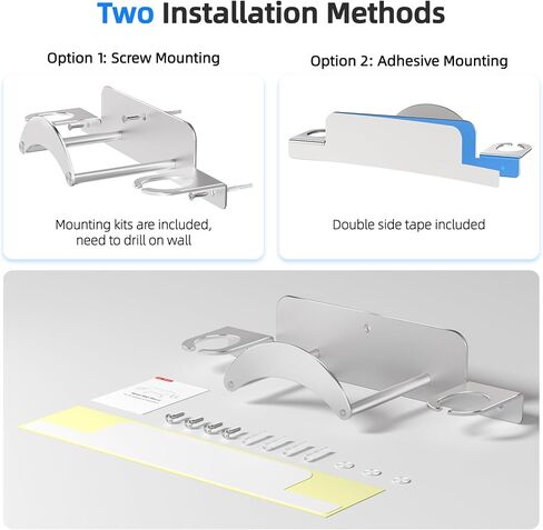 VR Wall Mount Aluminum Alloy,VR Headset Wall Mount Storage Stand Hook Compatible with Meta Quest 3/Quest Pro/Quest 2,Quest 3 Stand with 2 Storage Way,Desk Space Saving(Silver) in Kuwait