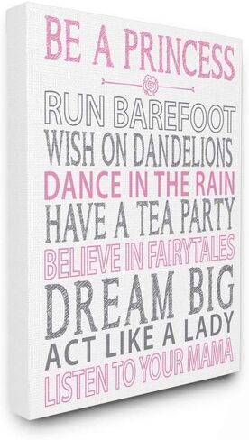Stupell Industries Be a Princess Pink Typog Canvas Wall Art, 36x48, Design by Artist Susan Newberry Designs in Saudi Arabia