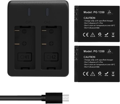 AKASO V50/ V50 Elite 2 x 1050mAh Rechargeable Action Camera Battery with USB Dual Charger in Saudi Arabia