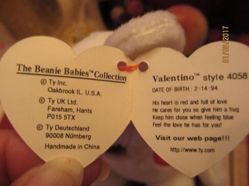 Sale Truly Rare Valentino Beanie Baby, Rare Retired Valentino Tag Errors, PVC Pelletts,SEE DETAILS,Ty Beanie Baby in Saudi Arabia