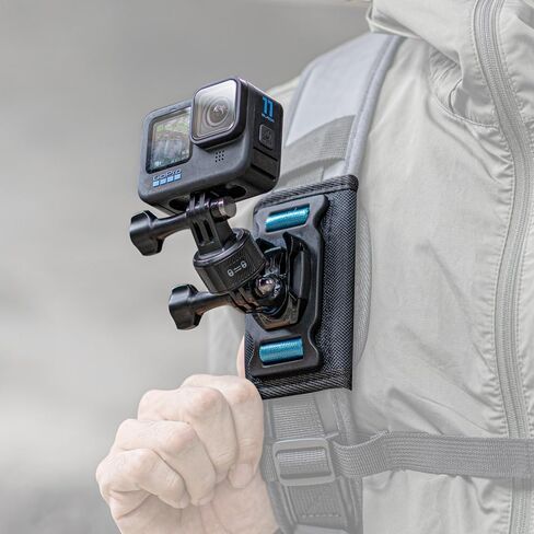 Backpack Shoulder Strap Mount Camera with Adjustable Shoulder Pad and 360 Degree Rotating Base Compatible with GoPro Hero 11 Black, Hero 10/9/8/7, AKASO, DJI, Insta360 and Most Action Cameras in Kuwait