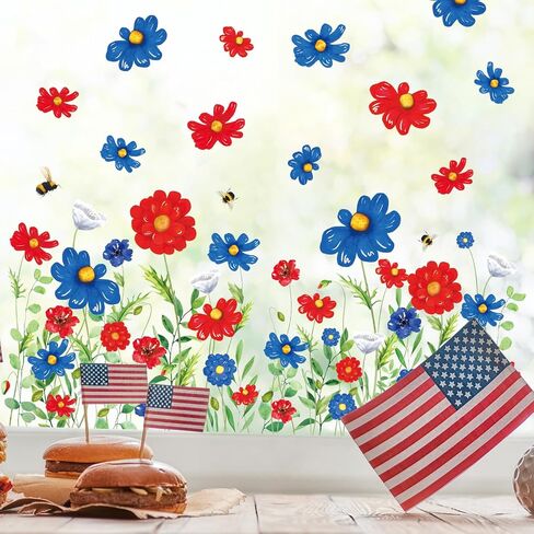 Whaline 6 Sheet Fall Floral Window Clings Sunflower Wild Flower Reusable Window Decals for Autumn Thanksgiving Seasonal Holiday Supplies Glass Home Decor in Saudi Arabia