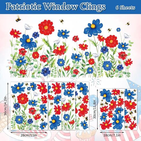 Whaline 6 Sheet Fall Floral Window Clings Sunflower Wild Flower Reusable Window Decals for Autumn Thanksgiving Seasonal Holiday Supplies Glass Home Decor in Saudi Arabia