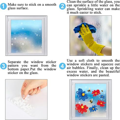 Whaline 6 Sheet Fall Floral Window Clings Sunflower Wild Flower Reusable Window Decals for Autumn Thanksgiving Seasonal Holiday Supplies Glass Home Decor in Saudi Arabia