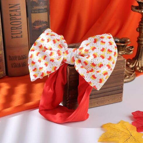 YanJie Halloween Baby Girls Headbands Orange Candy Bows Baby Headbands Nylon Yellow Hairbands Halloween Hairbands Accessories for Newborns Infants Toddlers Halloween Gifts in Saudi Arabia